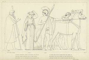 Ulysses vertrekt van Lacedaemon naar Ithaca door John Flaxman